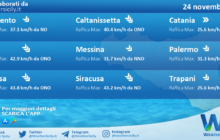 Meteo Sicilia: condizioni meteo-marine previste per giovedì 24 novembre 2022