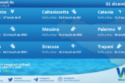 Meteo Sicilia: condizioni meteo-marine previste per giovedì 01 dicembre 2022