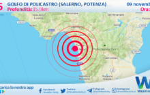 Scossa di terremoto magnitudo 2.6 nei pressi di Golfo di Policastro (Salerno, Potenza)