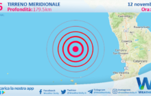 Scossa di terremoto magnitudo 2.6 nel Tirreno Meridionale (MARE)