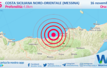 Scossa di terremoto magnitudo 2.6 nei pressi di Costa Siciliana nord-orientale (Messina)