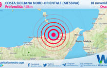 Scossa di terremoto magnitudo 2.9 nei pressi di Costa Siciliana nord-orientale (Messina)