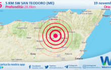 Scossa di terremoto magnitudo 2.6 nei pressi di San Teodoro (ME)