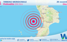 Scossa di terremoto magnitudo 3.1 nel Tirreno Meridionale (MARE)