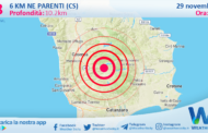 Scossa di terremoto magnitudo 2.8 nei pressi di Parenti (CS)