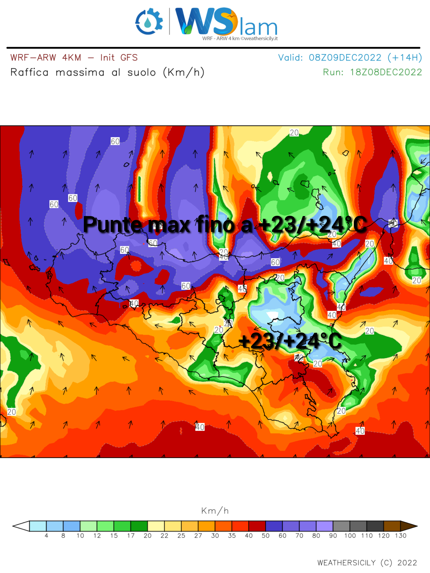 Meteo Sicilia: Quasi 20°C notturni a Palermo. Attese punte max fino a +24°C oggi sulla Sicilia tirrenica settentrionale e sud-orientale!