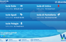 Meteo Sicilia, isole minori: condizioni meteo-marine previste per giovedì 15 dicembre 2022