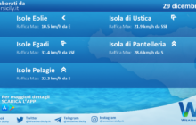Meteo Sicilia, isole minori: condizioni meteo-marine previste per giovedì 29 dicembre 2022