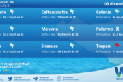 Meteo Sicilia: condizioni meteo-marine previste per sabato 03 dicembre 2022