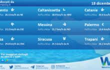 Meteo Sicilia: condizioni meteo-marine previste per domenica 18 dicembre 2022