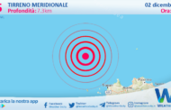 Scossa di terremoto magnitudo 3.5 nel Tirreno Meridionale (MARE)