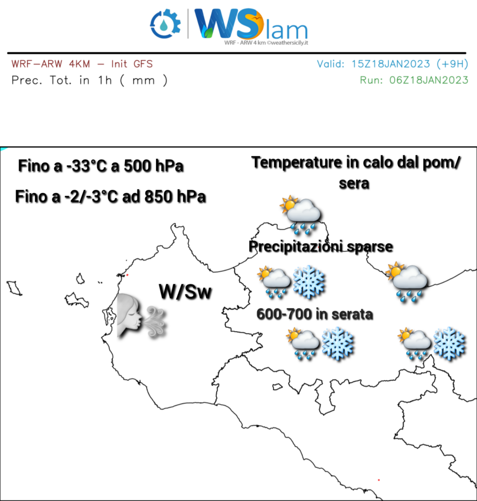 Meteo Palermo instabilità sparsa e locali nevicate sui monti