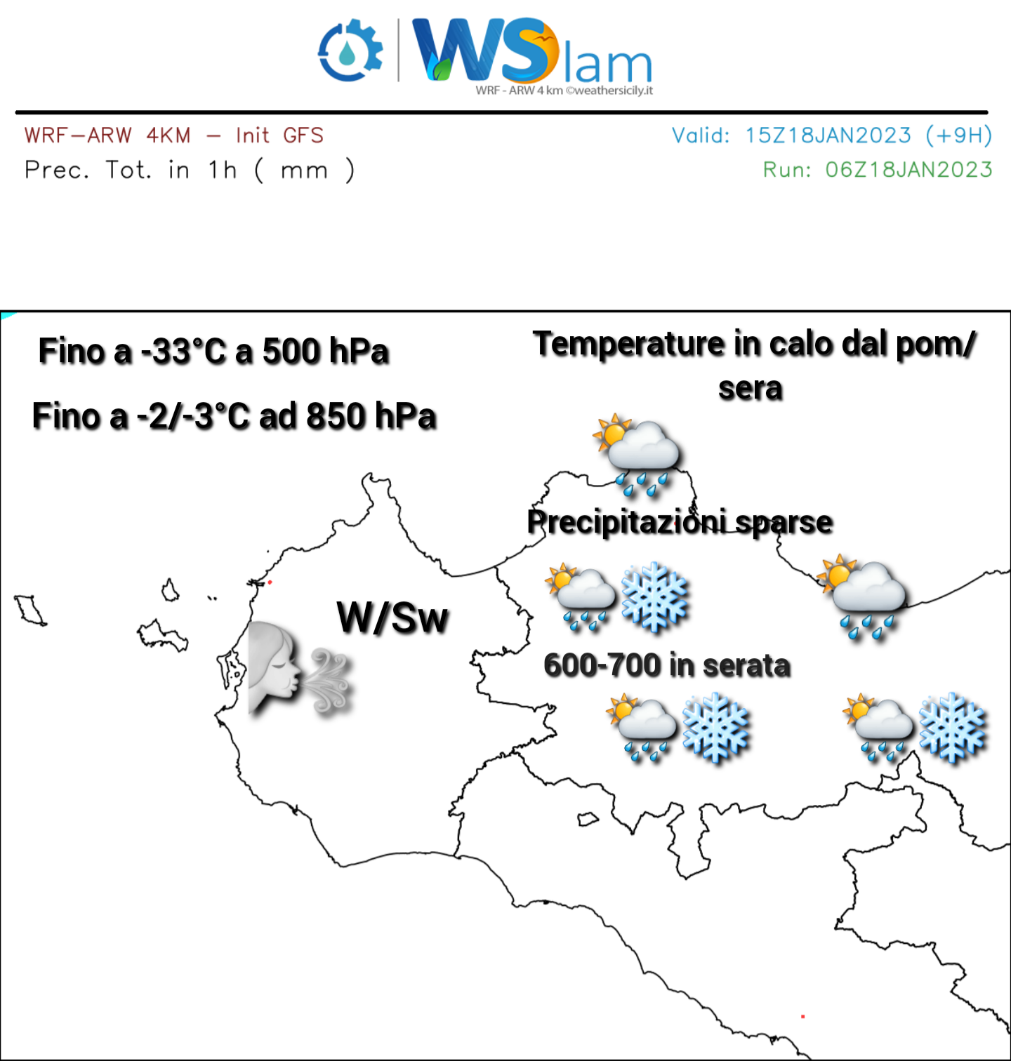 Meteo Palermo: instabilità sparsa e locali nevicate sui monti!