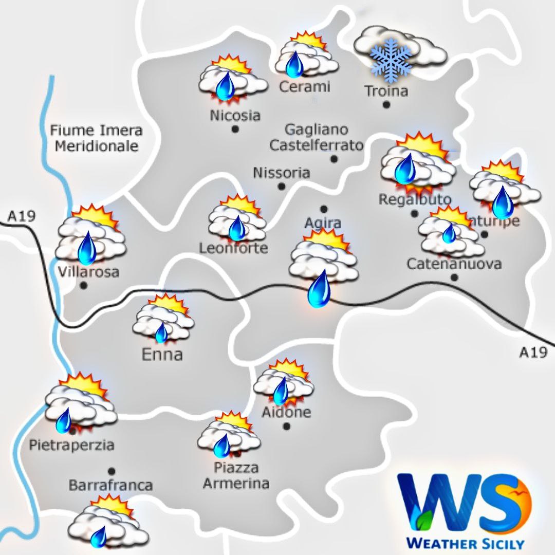 Meteo Enna e provincia: cielo nuvoloso e temperature fredde