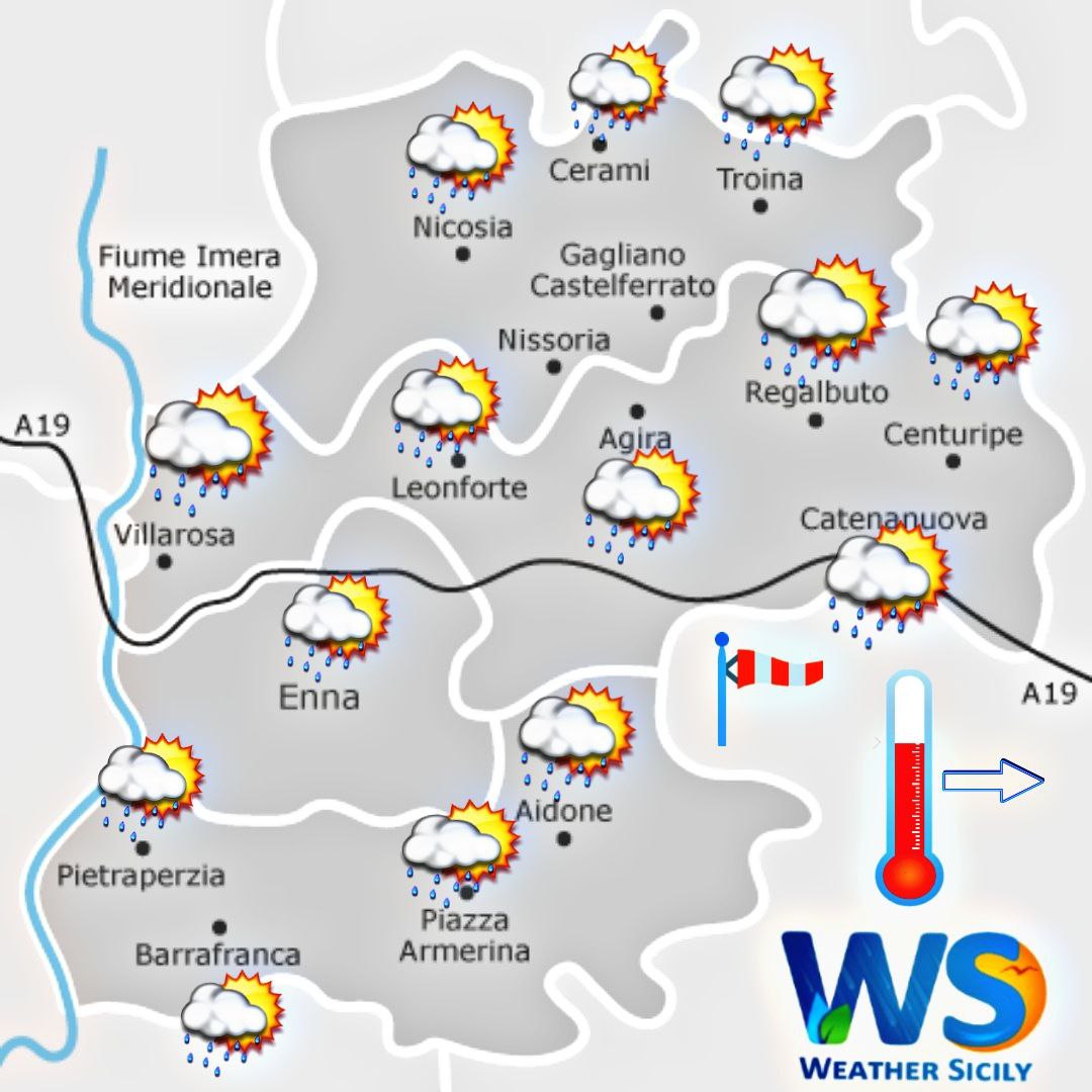 Meteo Enna e provincia: instabilità diffusa, temperature stazionarie