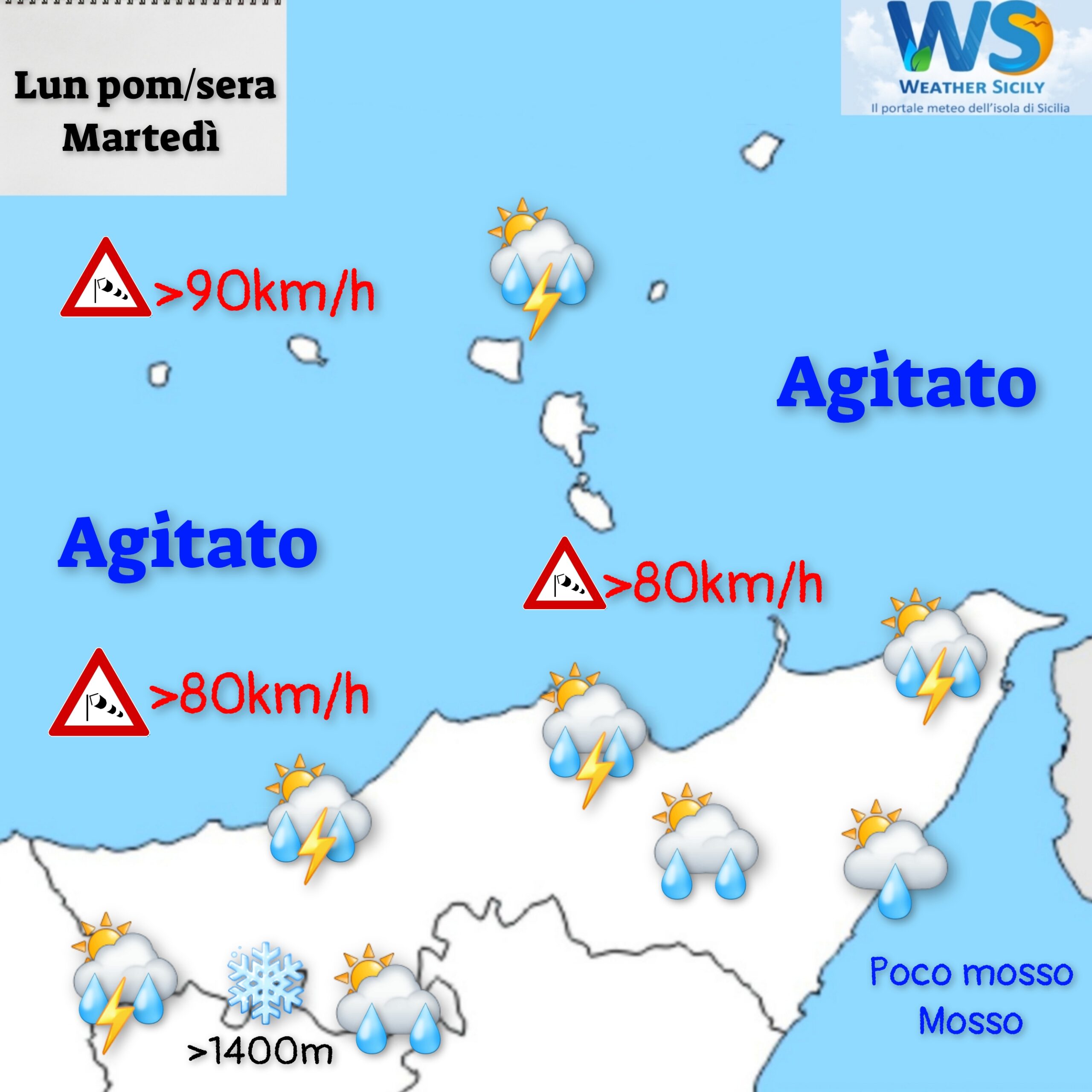 Meteo Messina e provincia: peggiora dal pomeriggio con piogge, forte vento e calo termico