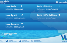 Meteo Sicilia, isole minori: condizioni meteo-marine previste per venerdì 06 gennaio 2023