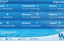 Meteo Sicilia: condizioni meteo-marine previste per martedì 03 gennaio 2023