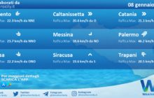 Meteo Sicilia: condizioni meteo-marine previste per domenica 08 gennaio 2023