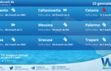 Meteo Sicilia: condizioni meteo-marine previste per martedì 10 gennaio 2023