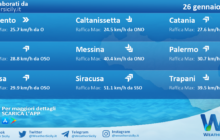 Meteo Sicilia: condizioni meteo-marine previste per giovedì 26 gennaio 2023