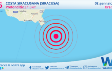 Scossa di terremoto magnitudo 2.6 nei pressi di Costa Siracusana (Siracusa)