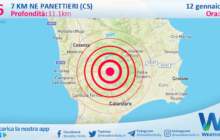 Scossa di terremoto magnitudo 2.6 nei pressi di Panettieri (CS)