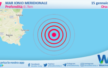 Scossa di terremoto magnitudo 2.7 nel Mar Ionio Meridionale (MARE)