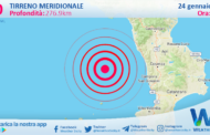 Scossa di terremoto magnitudo 3.0 nel Tirreno Meridionale (MARE)