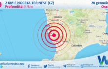 Scossa di terremoto magnitudo 2.9 nei pressi di Nocera Terinese (CZ)