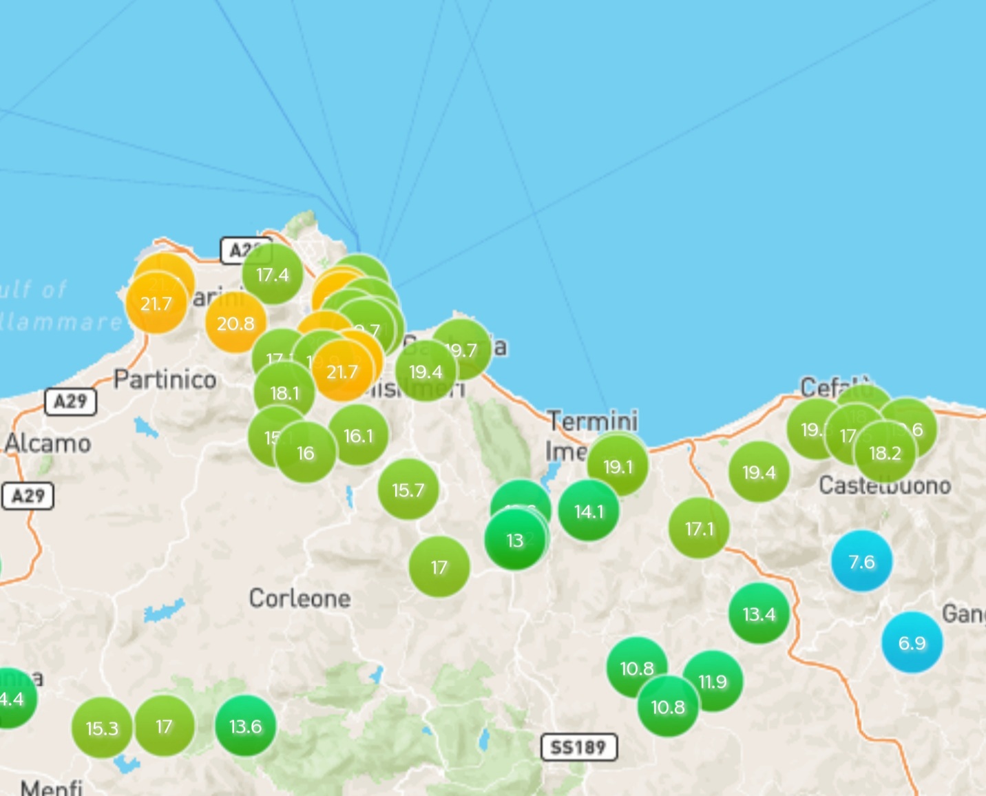 Meteo Palermo: nottata calda e ventosa in tutta la provincia. Si registrano oltre +22°C attualmente anche nel capoluogo!