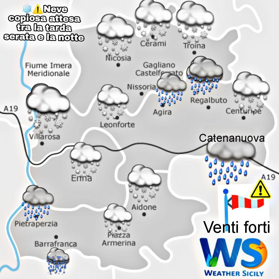 Meteo Enna e provincia: forte maltempo con tanta neve in montagna!