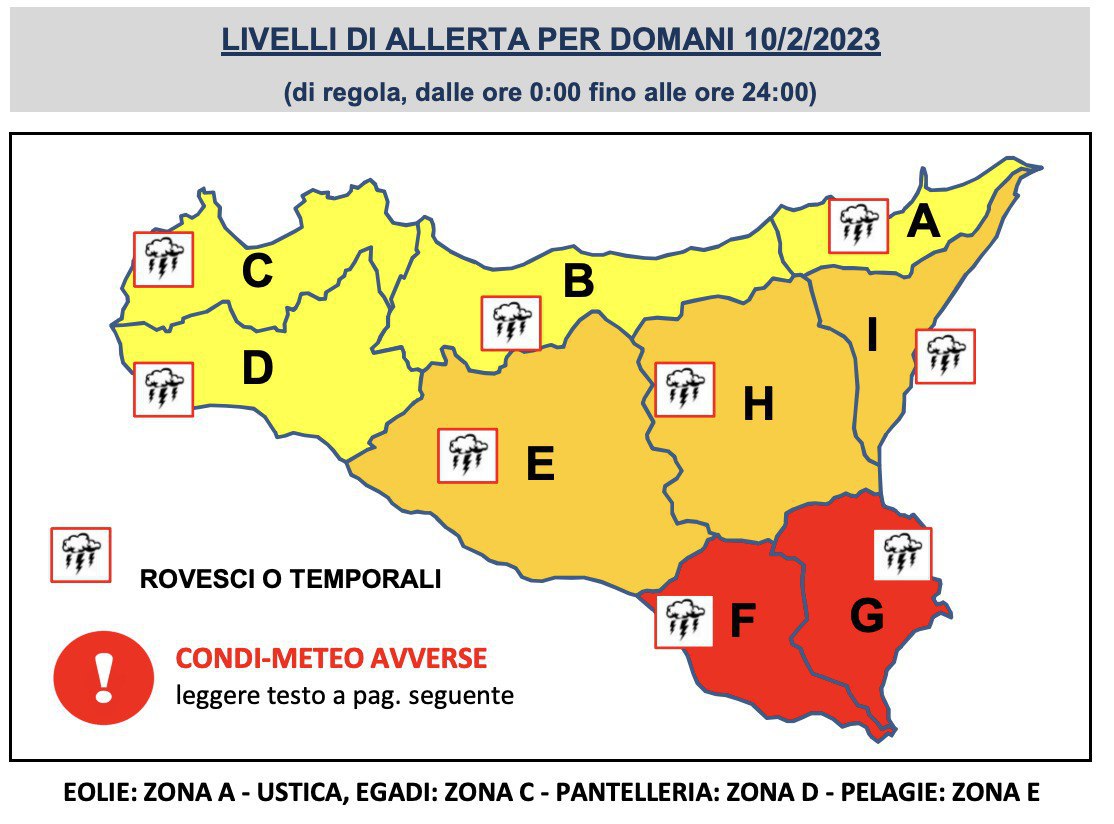 Meteo Sicilia: rinnovata allerta rossa nei settori sud-orientali per domani. Arancione nel resto dei settori centro-orientali!