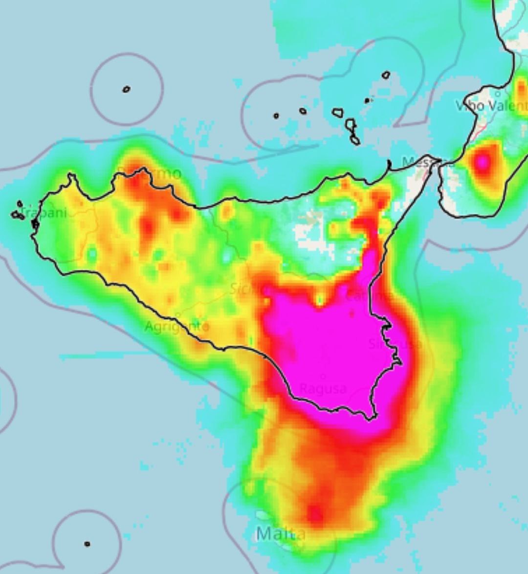 Meteo Sicilia: è stata una notte tempestosa! Oltre 400mm in 36h nel siracusano e tanta neve in bassa montagna.