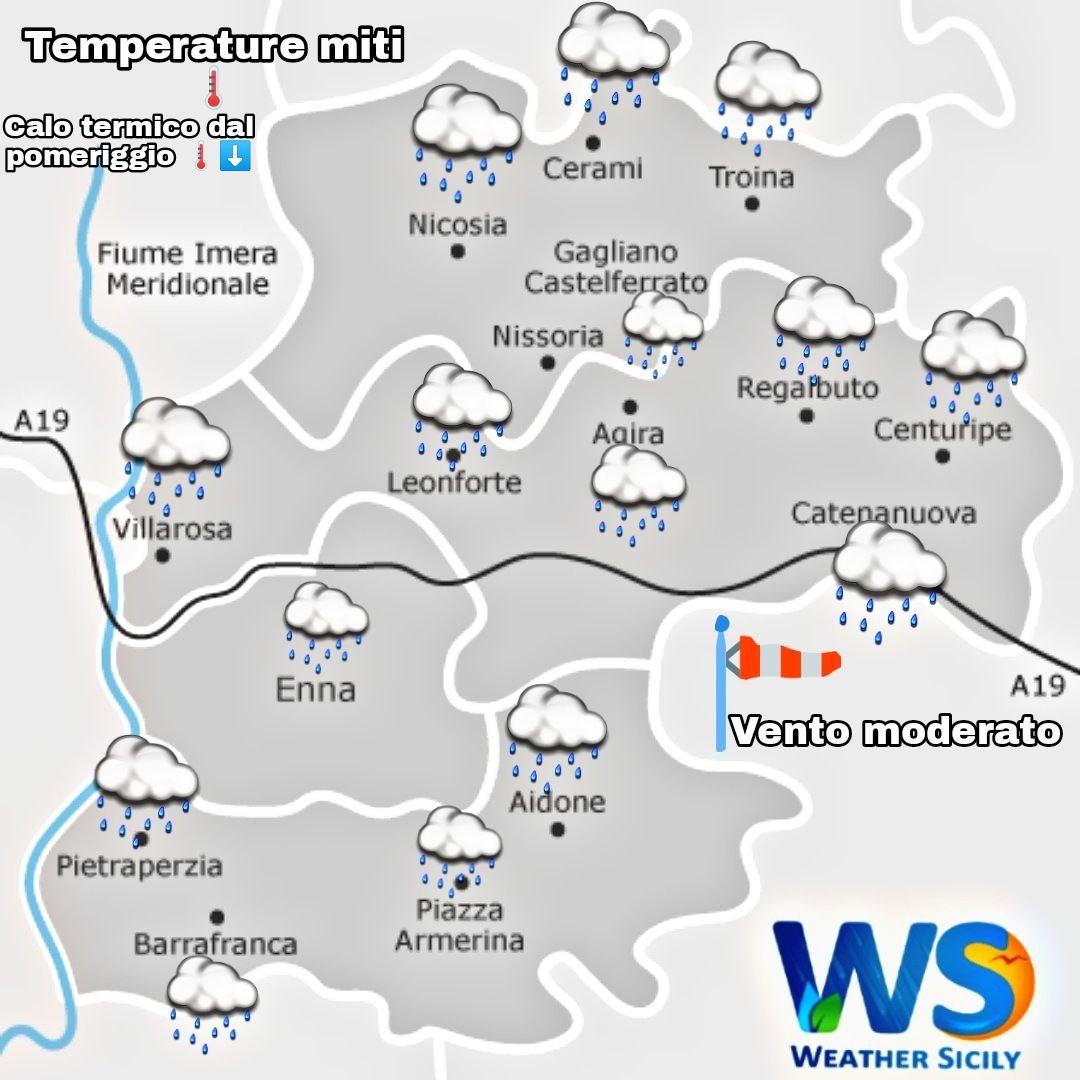 Meteo Enna e provincia: mite al mattino, peggioramento e calo termico dal pomeriggio!