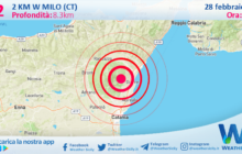 Scossa di terremoto magnitudo 3.2 nei pressi di Milo (CT)