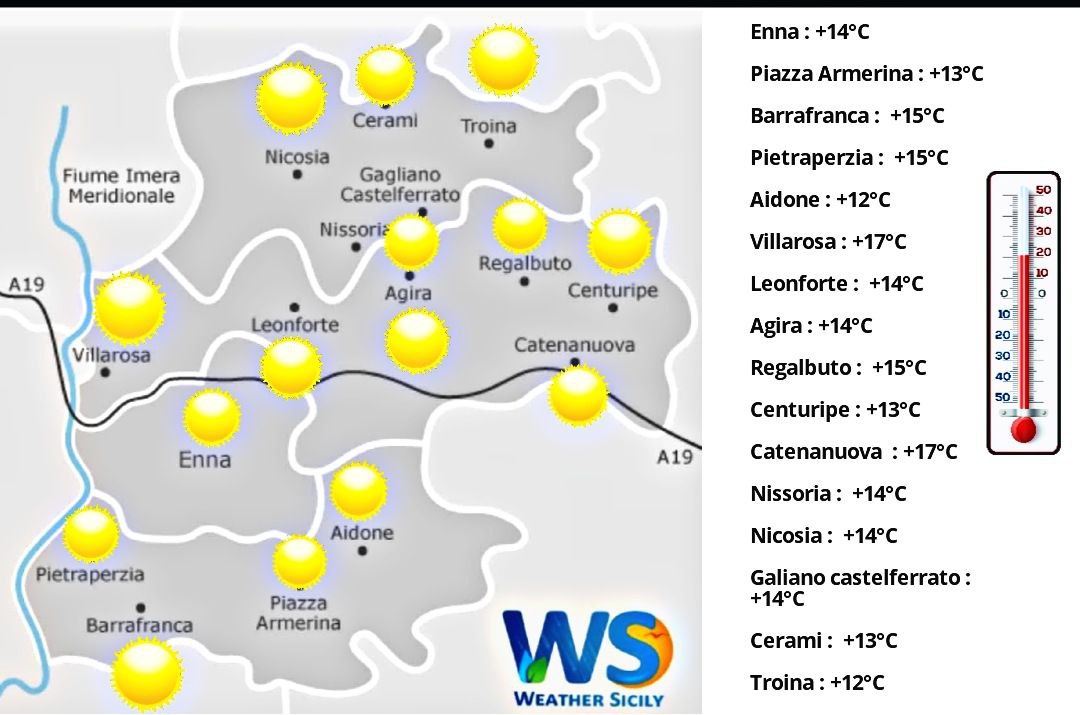 Meteo Enna e provincia: cieli sereni con freddo nelle prime ore del mattino