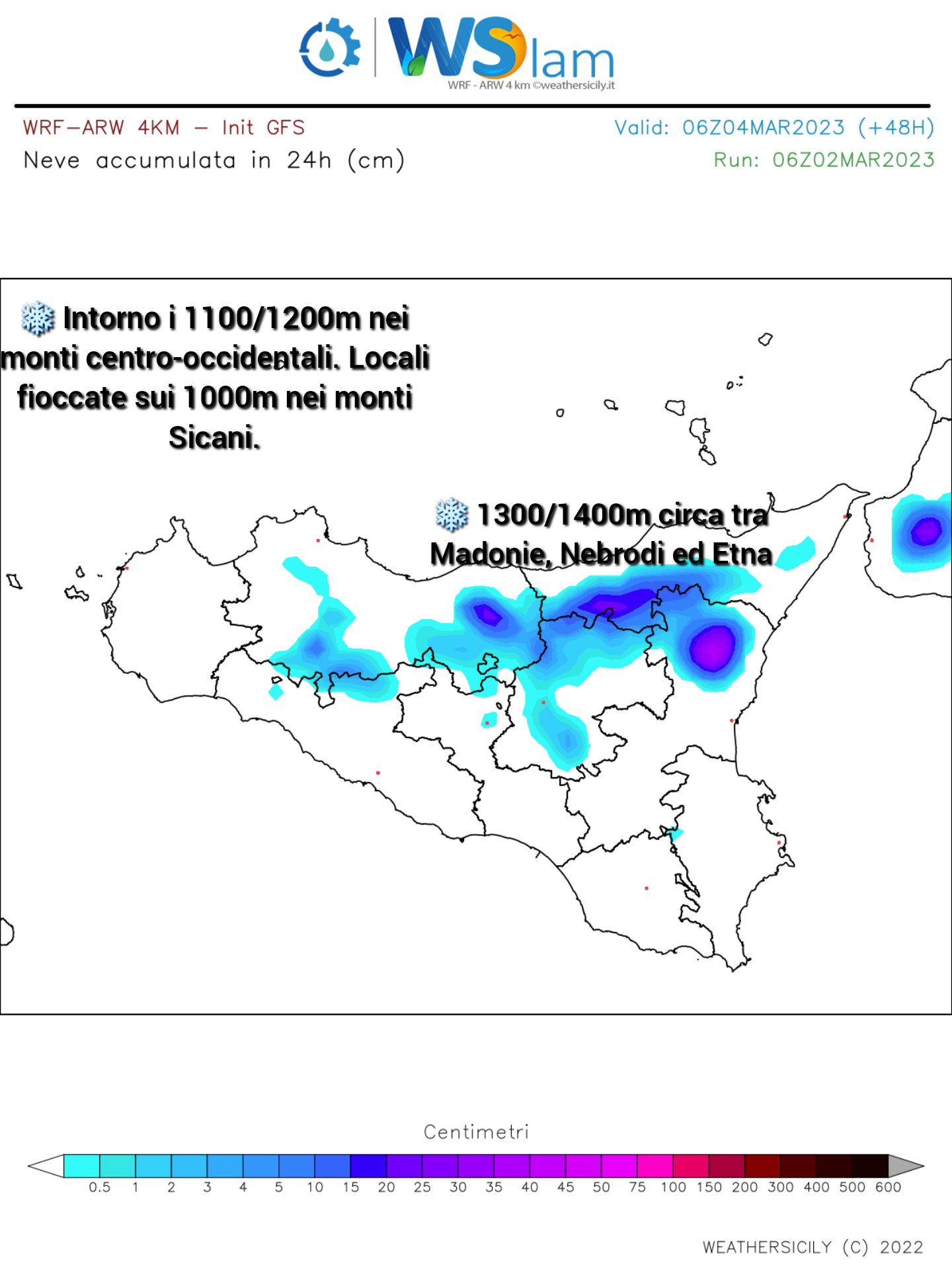 Meteo Sicilia: Attese intense nevicate tra monti Sicani, Madonie, Nebrodi ed Etna.