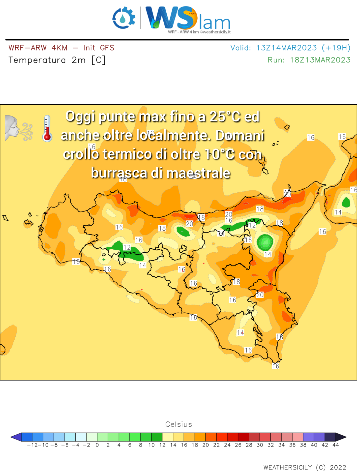 Meteo Sicilia: iniziano due giorni di tempesta! Oggi libeccio e caldo, domani maestrale e crollo termico.
