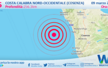 Scossa di terremoto magnitudo 2.5 nei pressi di Costa Calabra nord-occidentale (Cosenza)