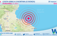 Scossa di terremoto magnitudo 2.7 nei pressi di Costa Ionica Cosentina (Cosenza)