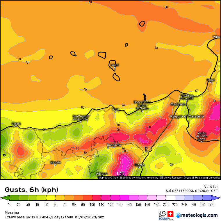 Meteo Messina e provincia: weekend con forte vento e possibili mareggiate sulle coste tirreniche.