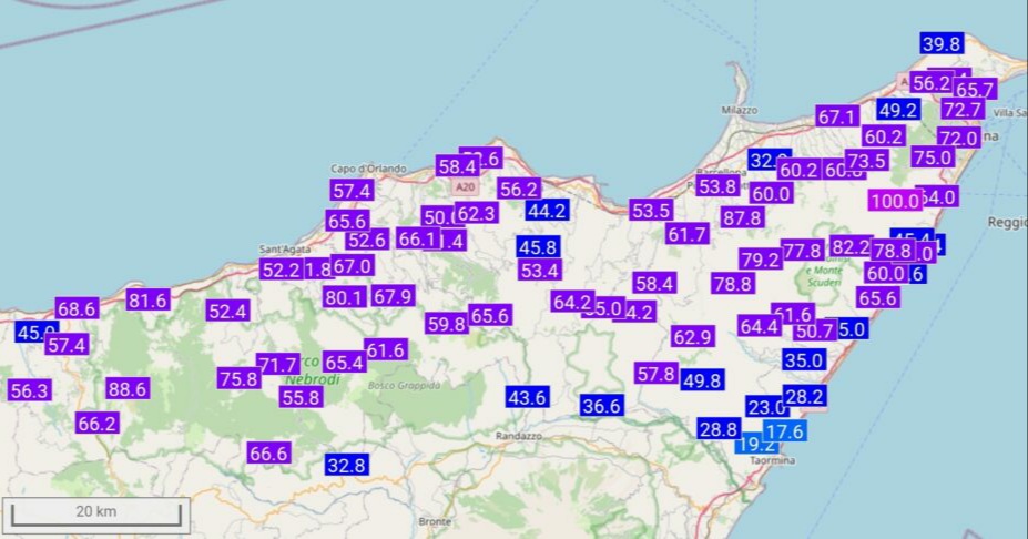 Meteo Messina e provincia: giornata di maltempo sulla fascia tirrenica settentrionale!