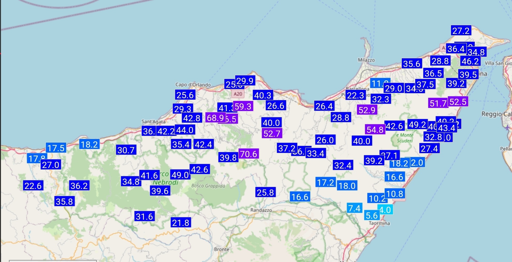 Meteo Messina e provincia: il maltempo delle ultime 48 ore [dati]