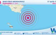 Scossa di terremoto magnitudo 3.3 nel Mar Ionio Meridionale (MARE)