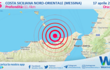 Scossa di terremoto magnitudo 2.5 nei pressi di Costa Siciliana nord-orientale (Messina)
