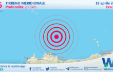 Scossa di terremoto magnitudo 2.6 nel Tirreno Meridionale (MARE)