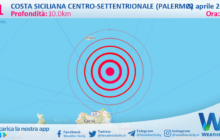 Scossa di terremoto magnitudo 3.1 nei pressi di Costa Siciliana centro-settentrionale (Palermo)