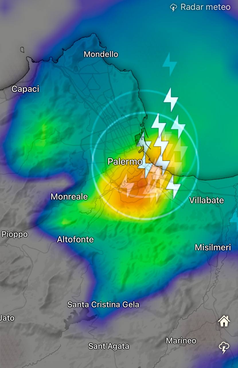 Meteo Sicilia: Nubifragio su Palermo! Raggiunti i 99.2 mm a Chiavelli
