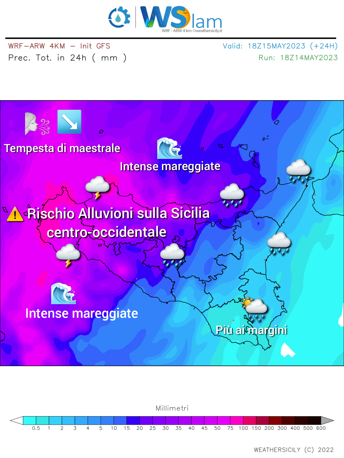 Meteo Sicilia: rischio alluvioni su Palermo, Trapani e tutta la Sicilia centro-occidentale!